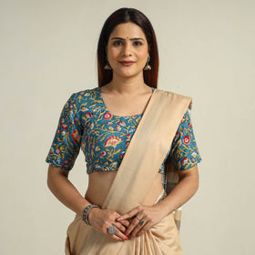 Buy Blue Sanganeri Block Printed Cotton Stitched Blouse