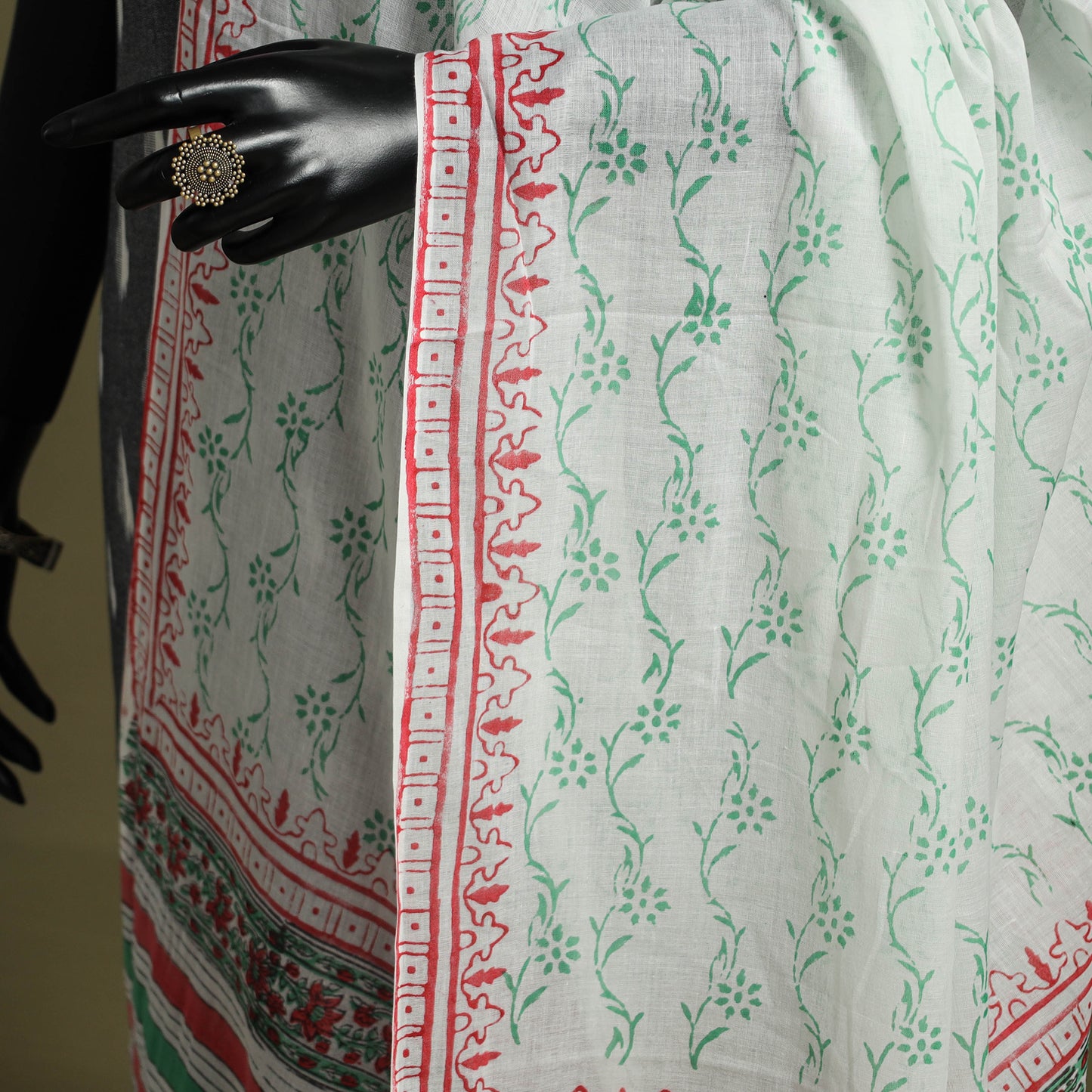 Hand mul cotton sanganeri dupatta 28 - handcrafted