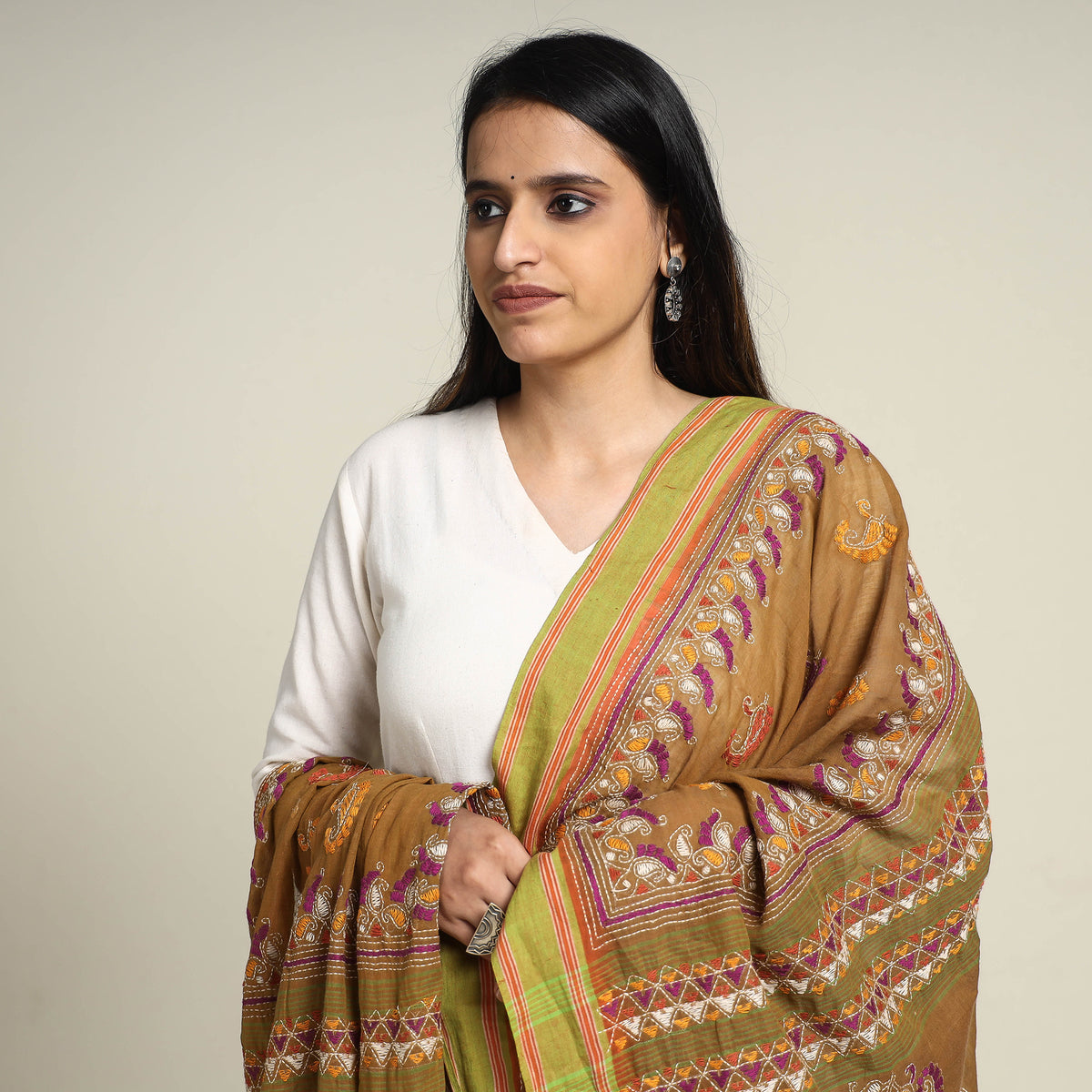 Kantha Embroidery Dupatta 