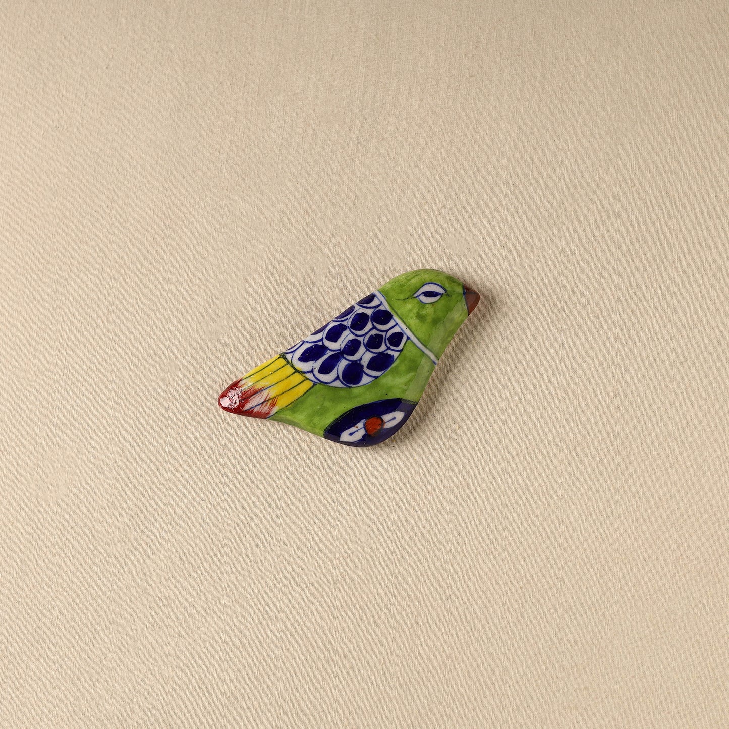 Green - Bird Original Blue Pottery Ceramic Fridge Magnet 68