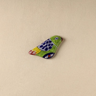 Green - Bird Original Blue Pottery Ceramic Fridge Magnet 68
