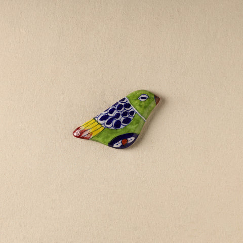 Green - Bird Original Blue Pottery Ceramic Fridge Magnet 68