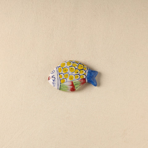Yellow - Fish Original Blue Pottery Ceramic Fridge Magnet 69