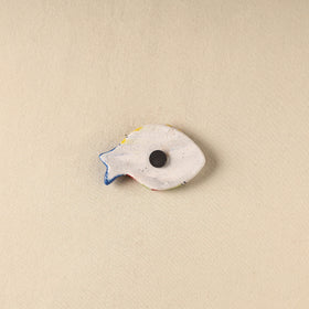 Yellow - Fish Original Blue Pottery Ceramic Fridge Magnet 69