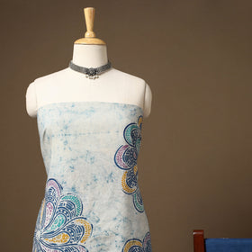 White 3pc Cotton Indonesian Batik Print Unstitched Dress Material