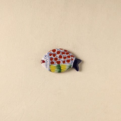 Red - Fish Original Blue Pottery Ceramic Fridge Magnet 71