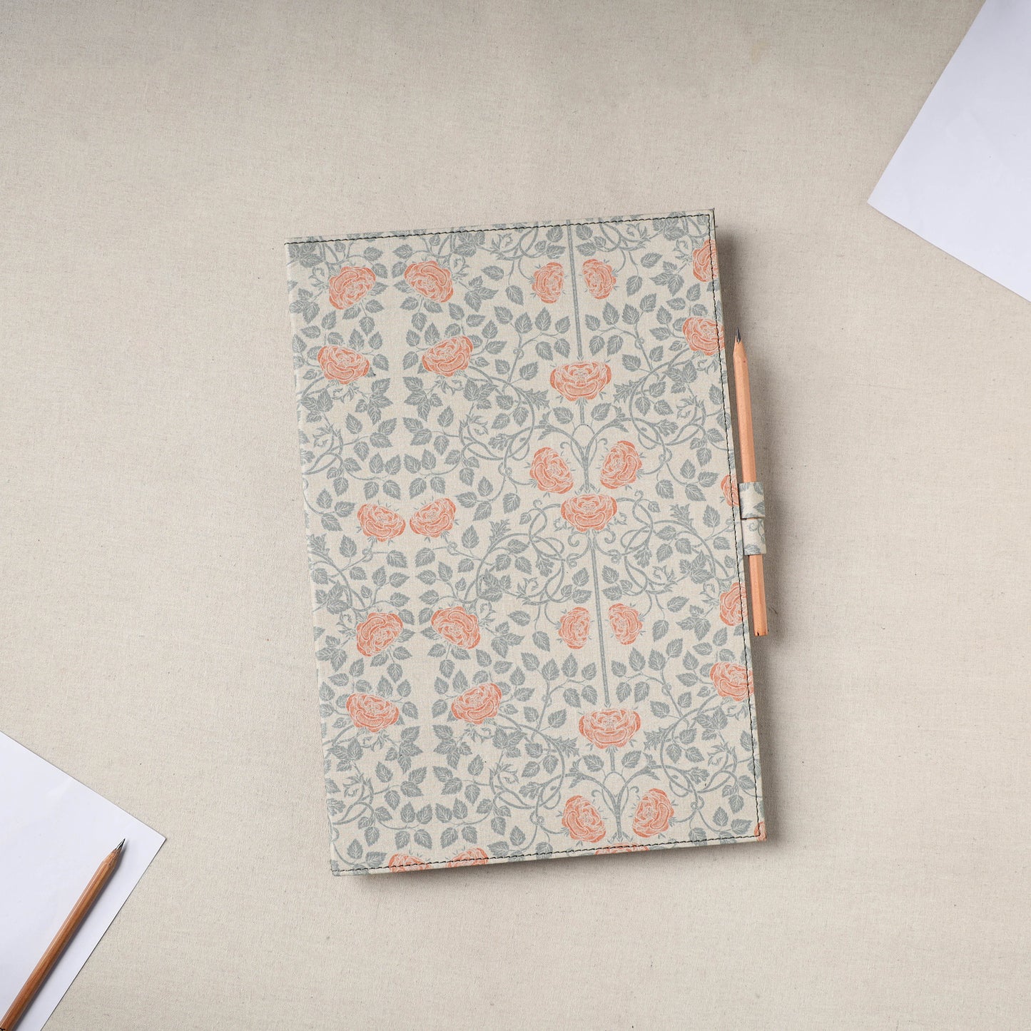 Floral Print Handcrafted File Folder with Pencil 12