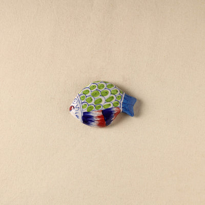 Green - Fish Original Blue Pottery Ceramic Fridge Magnet 73
