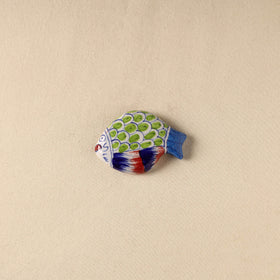Green - Fish Original Blue Pottery Ceramic Fridge Magnet 73