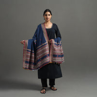 Blue - Kutch Handwoven Mirror Work Woollen Shawl 10