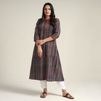 Multicolor - Ajrakh Block Printed Cotton Long Kurta