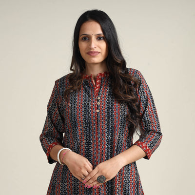 Multicolor - Ajrakh Block Printed Cotton Long Kurta