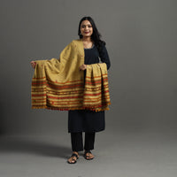 Yellow - Kutch Handwoven Mirror Work Woollen Shawl 81