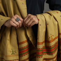 Yellow - Kutch Handwoven Mirror Work Woollen Shawl 81