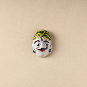 White - Face Original Blue Pottery Ceramic Fridge Magnet 86