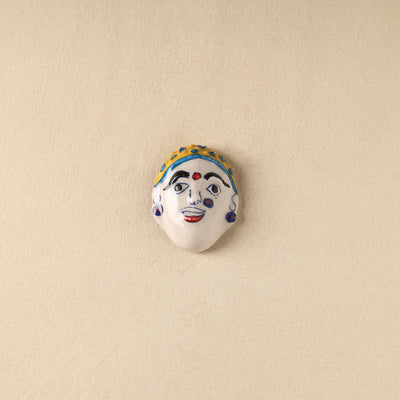 White - Face Original Blue Pottery Ceramic Fridge Magnet 85