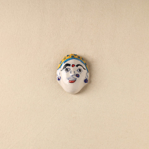 White - Face Original Blue Pottery Ceramic Fridge Magnet 85