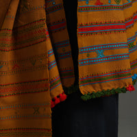 Orange - Kutch Handwoven Mirror Work Woollen Shawl 82