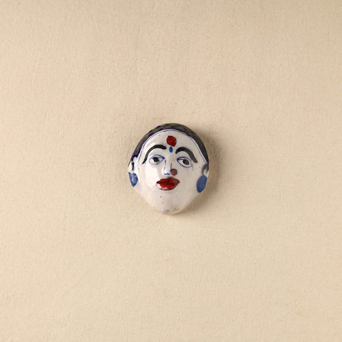 White - Face Original Blue Pottery Ceramic Fridge Magnet 87