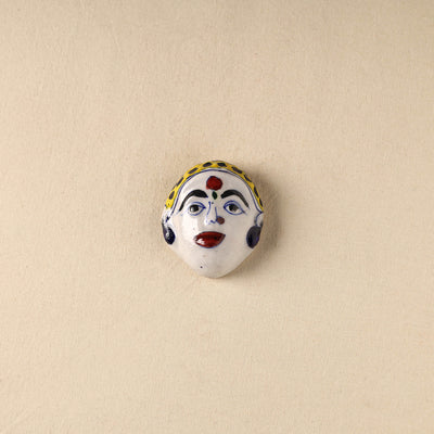 White - Face Original Blue Pottery Ceramic Fridge Magnet 88
