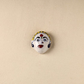 White - Face Original Blue Pottery Ceramic Fridge Magnet 88