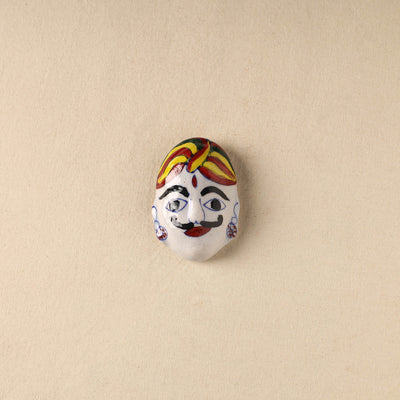 White - Face Original Blue Pottery Ceramic Fridge Magnet 89