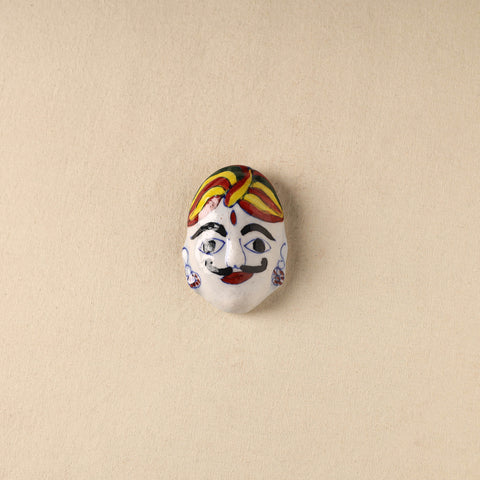 White - Face Original Blue Pottery Ceramic Fridge Magnet 89