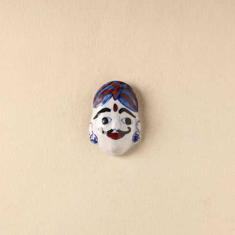 White - Face Original Blue Pottery Ceramic Fridge Magnet 90