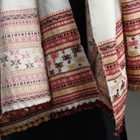 White - Kutch Handwoven Mirror Work Woollen Shawl 15