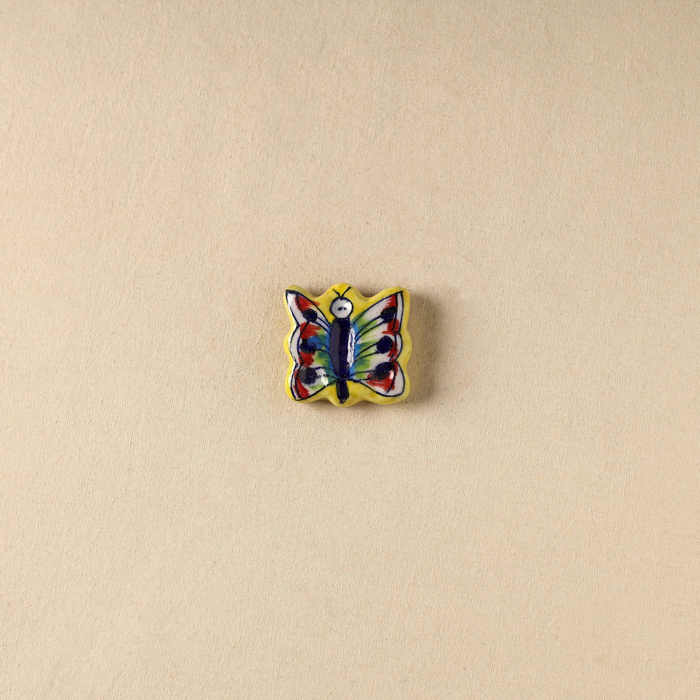 Yellow - Butterfly Original Blue Pottery Ceramic Fridge Magnet 95