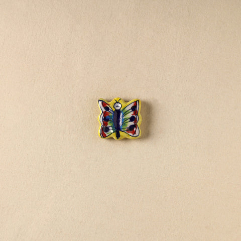 Yellow - Butterfly Original Blue Pottery Ceramic Fridge Magnet 95