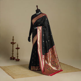 Black - bangalore silk paithani saree 04 - handcrafted