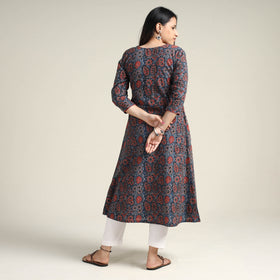 Blue - Ajrakh Block Printed Cotton Long Kurta