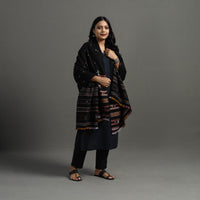 Black - Kutch Handwoven Mirror Work Woollen Shawl 86