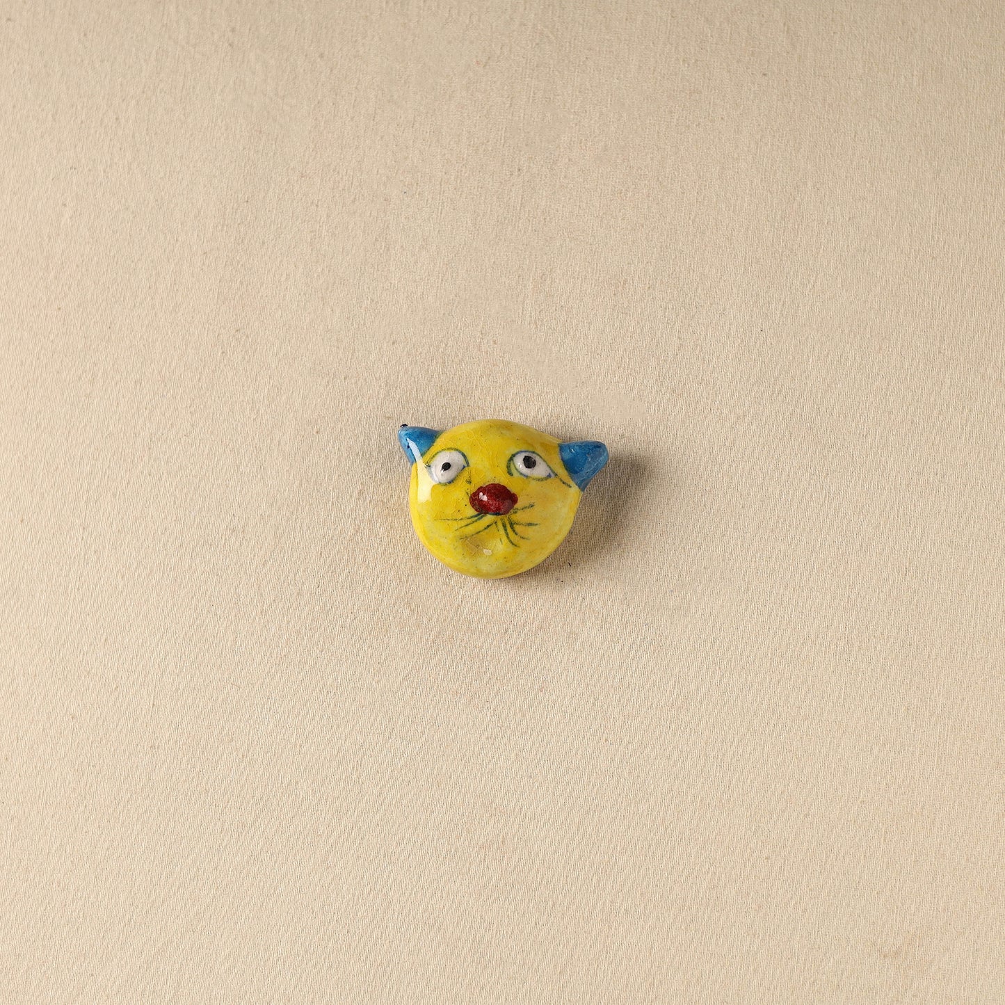 Yellow - Cat Original Blue Pottery Ceramic Fridge Magnet 98