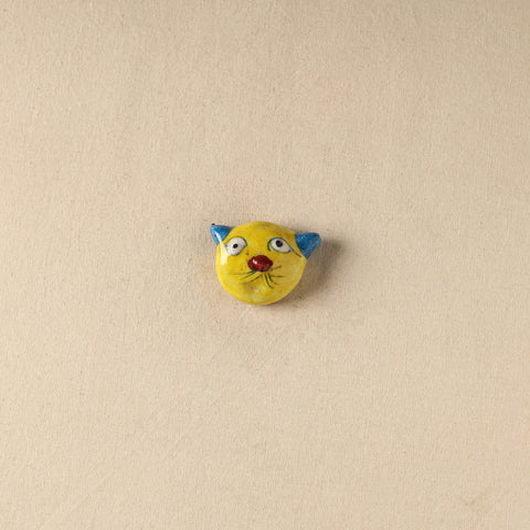 Yellow - Cat Original Blue Pottery Ceramic Fridge Magnet 98