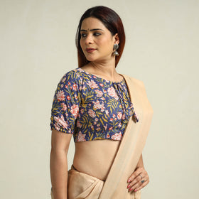 Buy Blue Sanganeri Block Printed Cotton Stitched Blouse