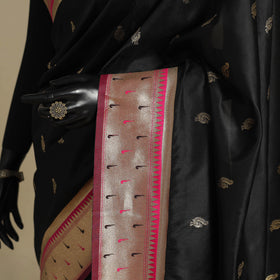Black - bangalore silk paithani saree 04 - handcrafted