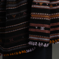 Black - Kutch Handwoven Mirror Work Woollen Shawl 86