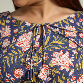 Buy Blue Sanganeri Block Printed Cotton Stitched Blouse