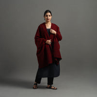 Maroon - Kutch Handwoven Mirror Work Woollen Shawl 20