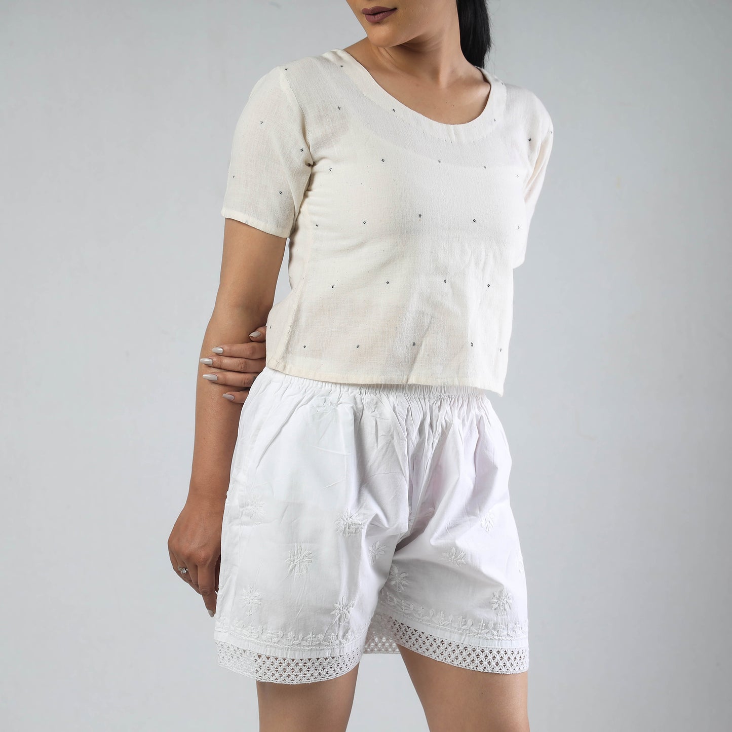 chikankari shorts