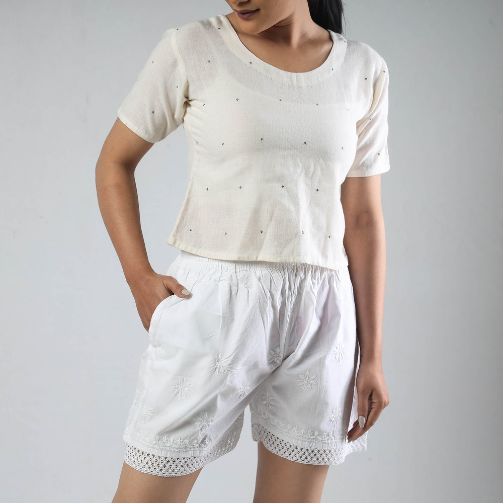 chikankari shorts