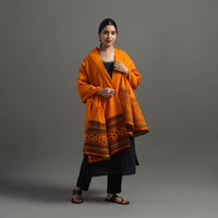 Orange - Kutch Handwoven Mirror Work Woollen Shawl 21