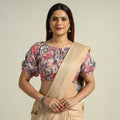 Buy Beige Sanganeri Block Printed Cotton Stitched Blouse