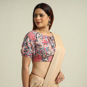 Buy Beige Sanganeri Block Printed Cotton Stitched Blouse