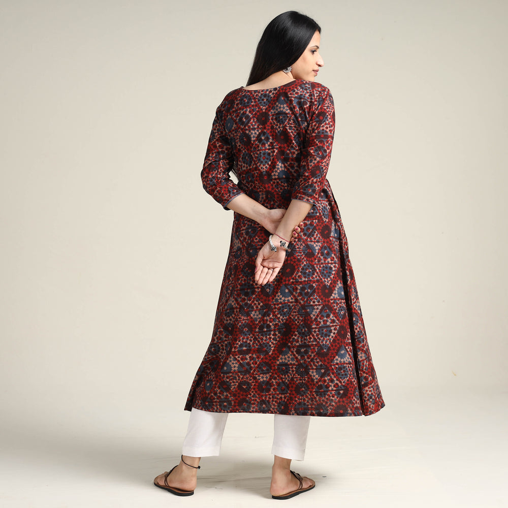 Red - Ajrakh Block Printed Cotton Long Kurta