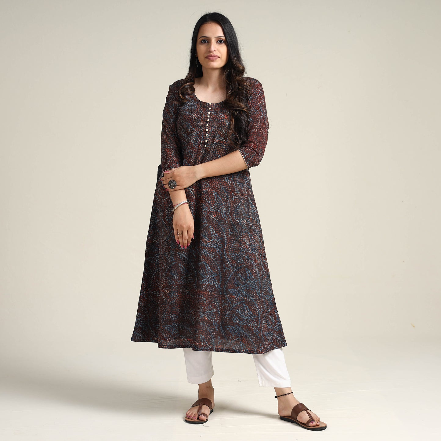 Multicolor - Ajrakh Block Printed Cotton Long Kurta