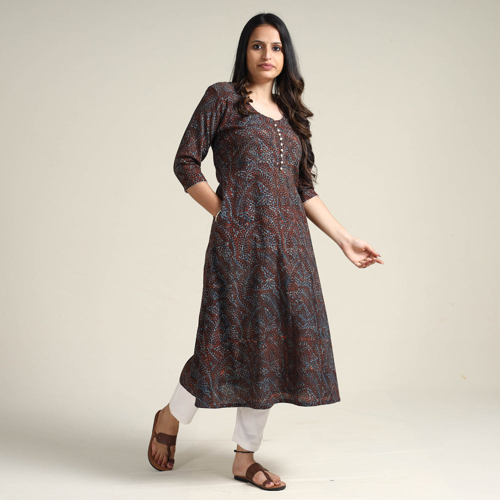 Multicolor - Ajrakh Block Printed Cotton Long Kurta