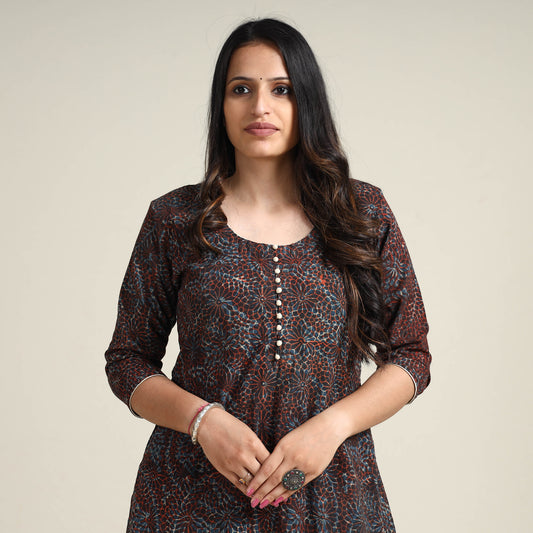 Multicolor - Ajrakh Block Printed Cotton Long Kurta